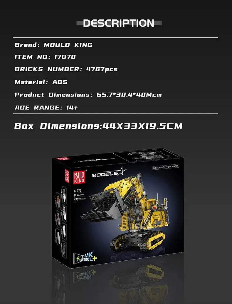 Mould King RC Excavator Building Block Set With Remote Control - ToylandEU