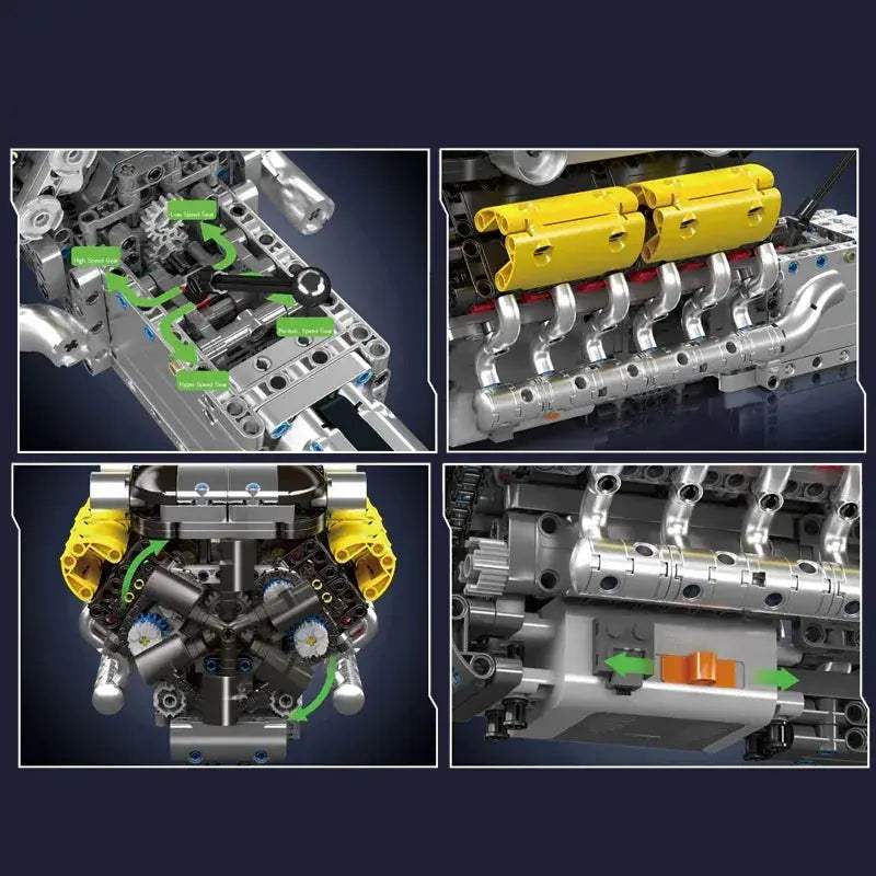 MouldKing Supercar Building Blocks V12 Engine Model - ToylandEU