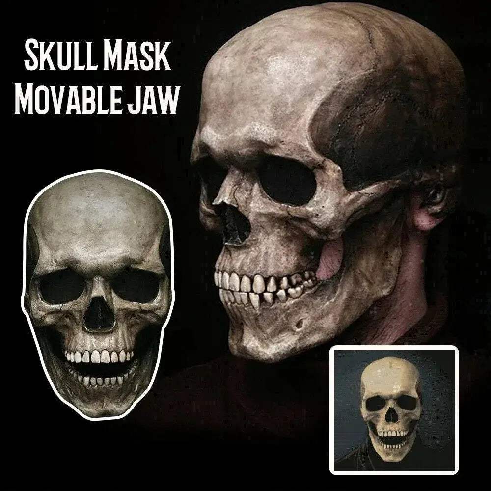 Movable Jaw Skull Mask Durable Latex Full Head Helmet Halloween - ToylandEU