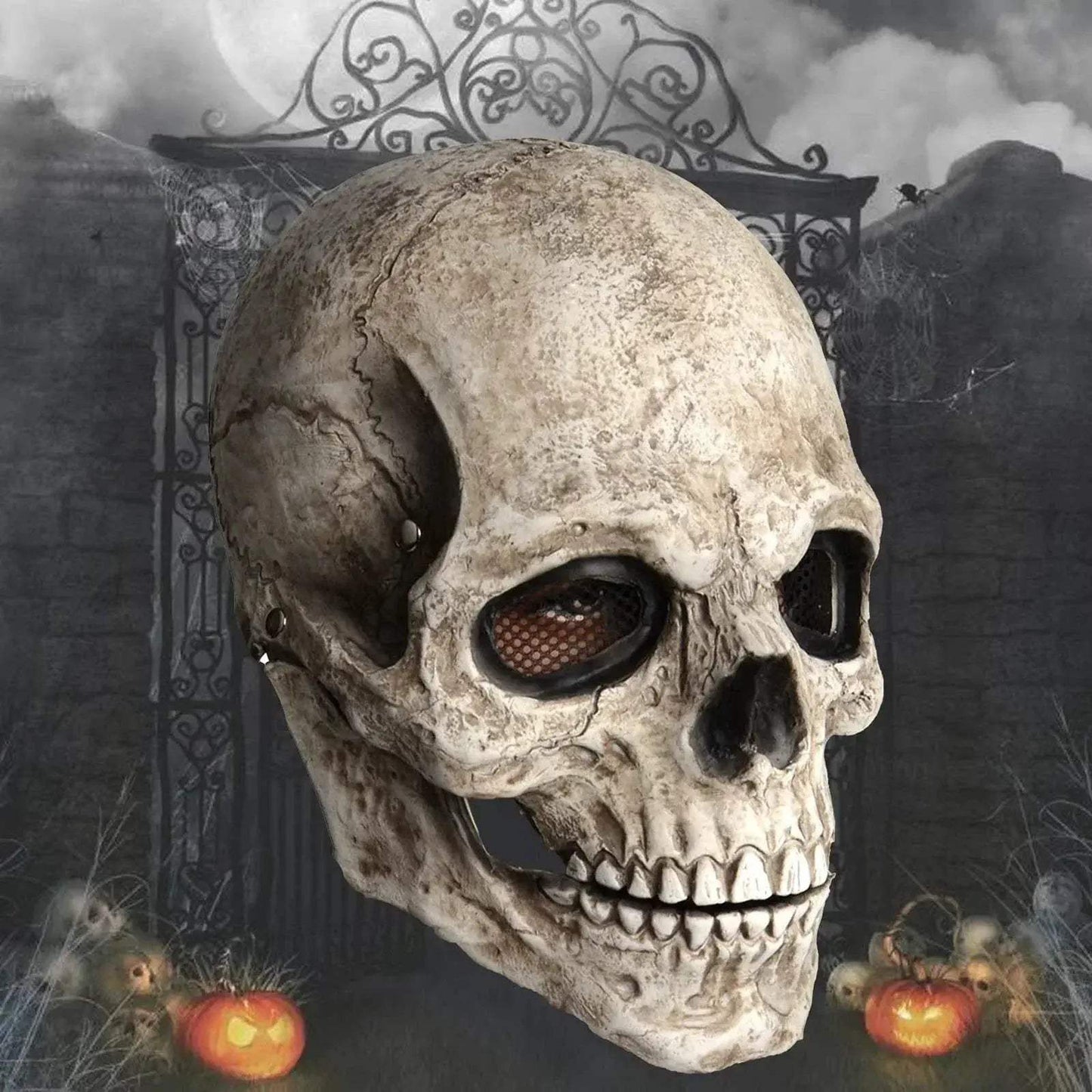 Movable Jaw Skull Mask Durable Latex Full Head Helmet Halloween - ToylandEU