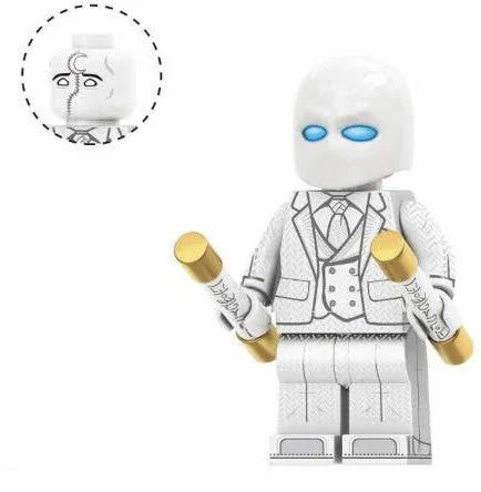 Moon Knight Mr Knight Figure With Crescent Moon Mask In All White Three Piece Suit - ToylandEU
