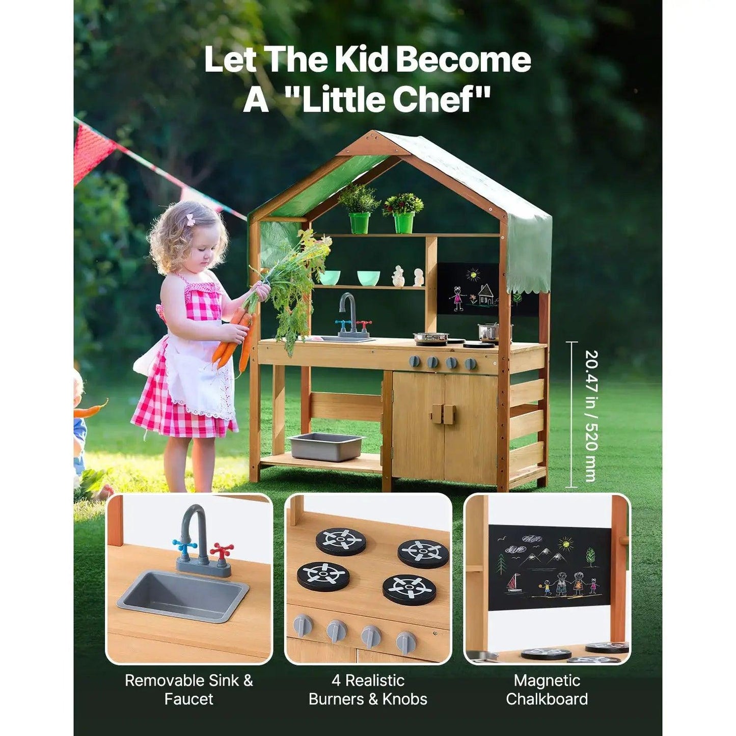  Mud Kitchen Playset For Kids With Wood Stove Faucet -  ToylandEU™