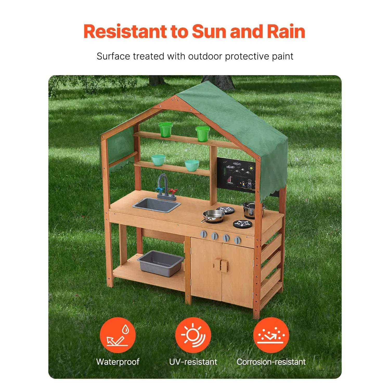  Mud Kitchen Playset For Kids With Wood Stove Faucet -  ToylandEU™