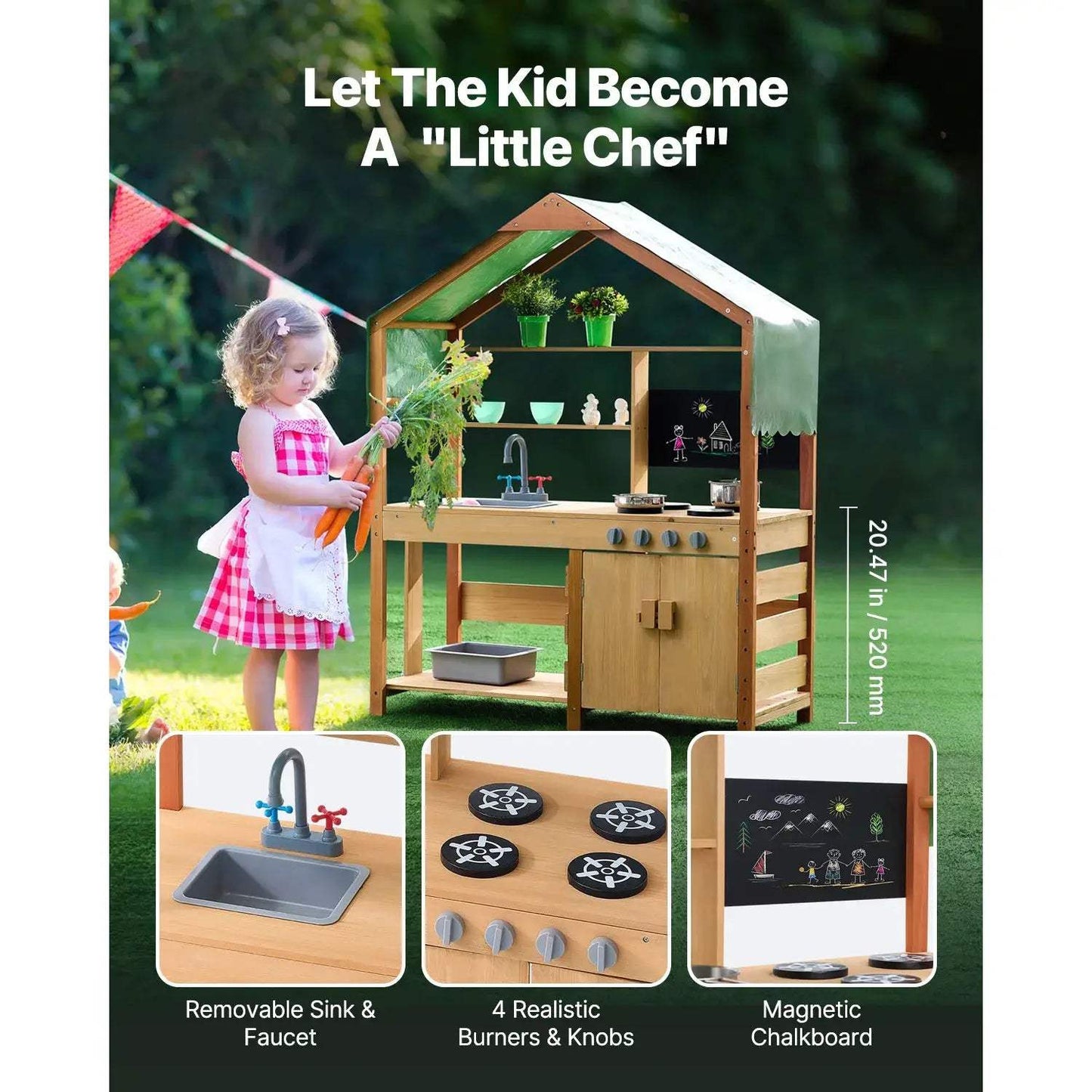  Mud Kitchen Playset For Kids With Wood Stove Faucet -  ToylandEU™