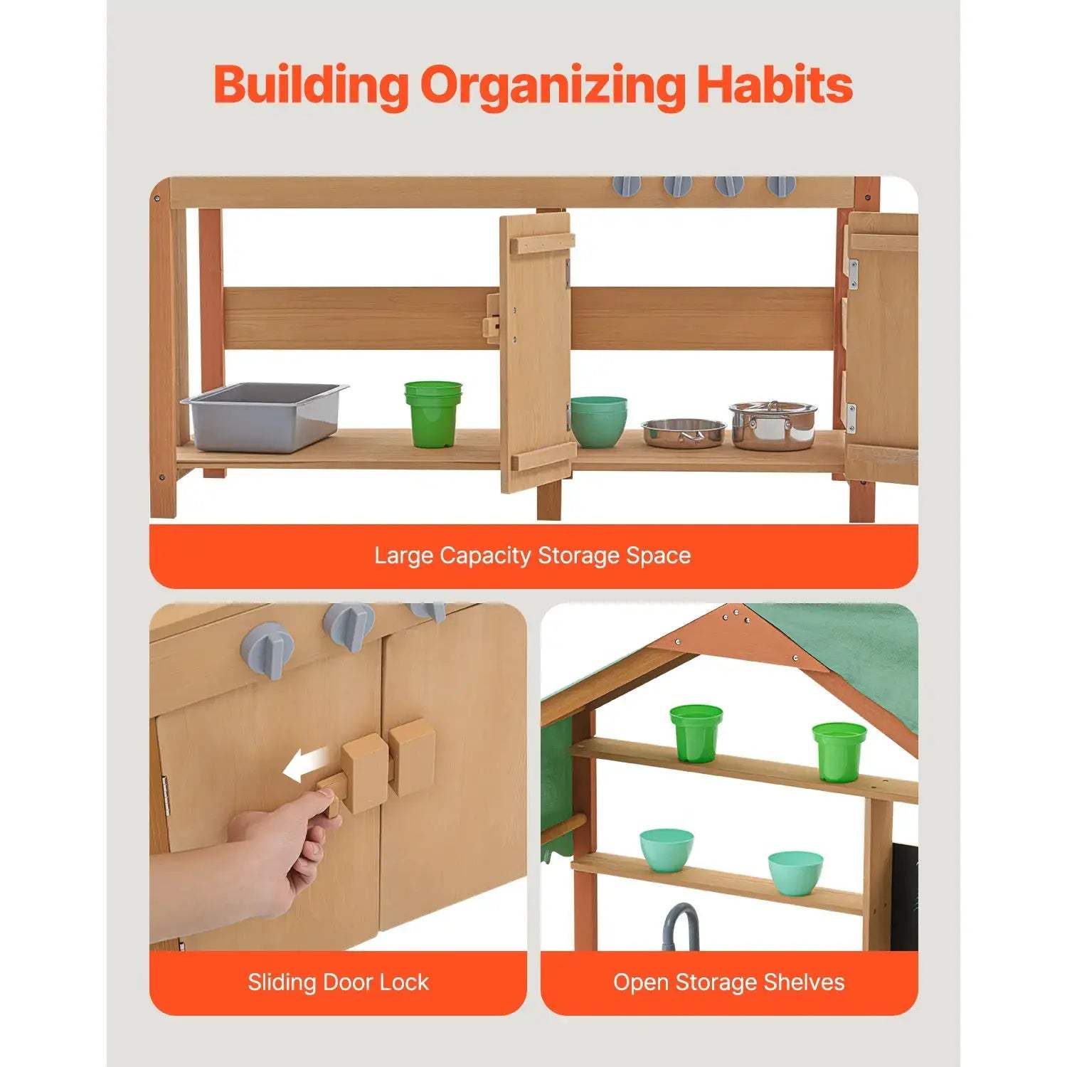  Mud Kitchen Playset For Kids With Wood Stove Faucet -  ToylandEU™