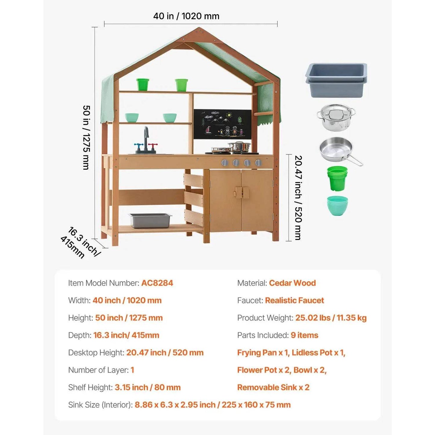  Mud Kitchen Playset For Kids With Wood Stove Faucet -  ToylandEU™