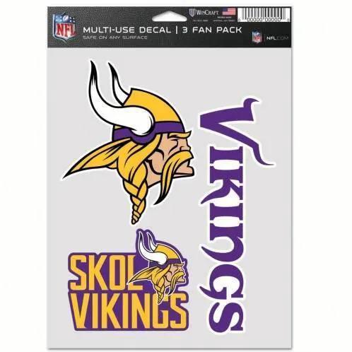  Minnesota Vikings Decals Multi Use 3 Pack Indoor Outdoor -  ToylandEU™