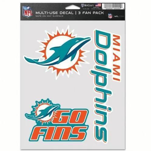 Miami Dolphins Decal Set Multi Use Fan 3 Indoor Outdoor -  ToylandEU™