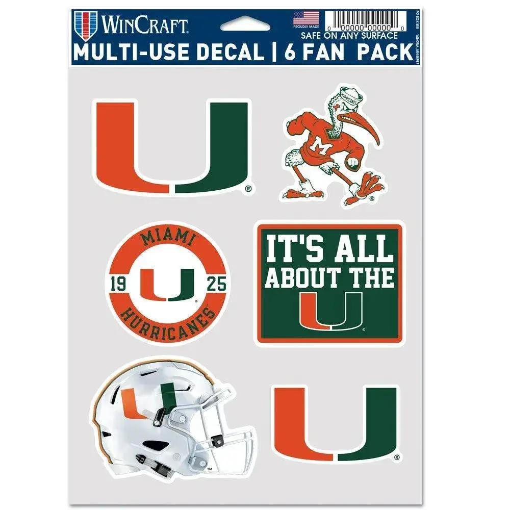 Miami Hurricanes Official Multi Use Fan Decal Six Pack -  ToylandEU™