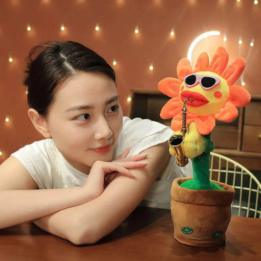 Multilingual Sunflower Plush Toy with 120 Songs - Interactive Singing, Dancing & Recording Fun - ToylandEU
