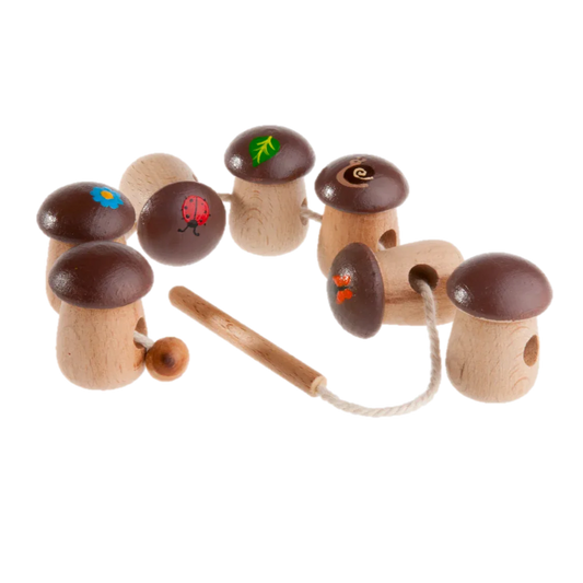Mushroom Wooden Lacing Toy For Toddlers - ToylandEU