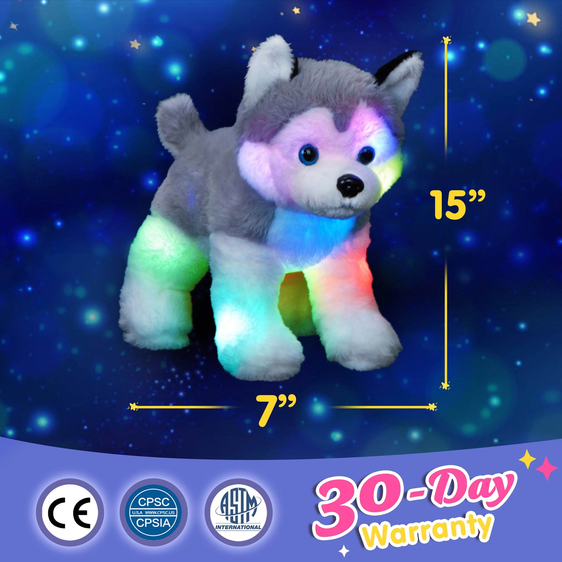 Musical & LED Light-Up 32cm Plush Dog Toy - Soft, Cute & Fun! - ToylandEU
