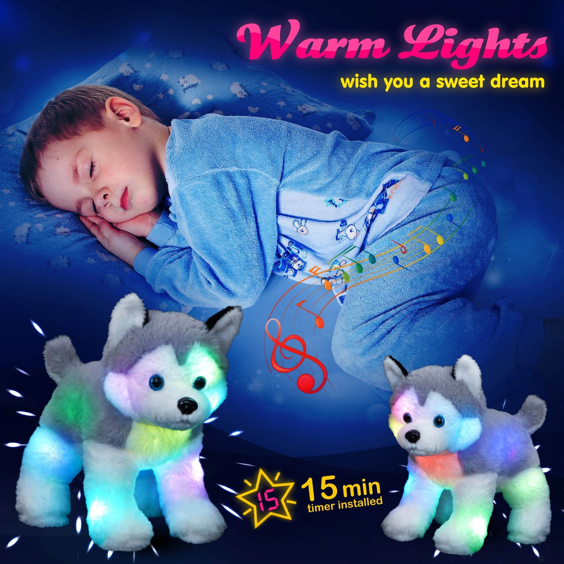 Musical & LED Light-Up 32cm Plush Dog Toy - Soft, Cute & Fun! - ToylandEU