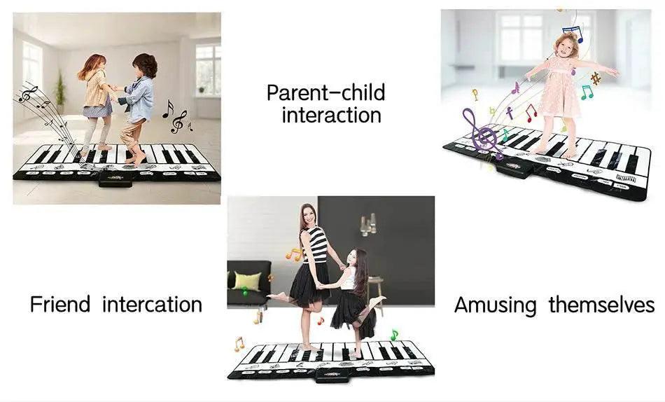  180x72cm Electronic Musical Carpet Black and White Keyboard Kids Playing Piano Mat Baby Play Mat Rug Early Educational Toys Gift -  ToylandEU™