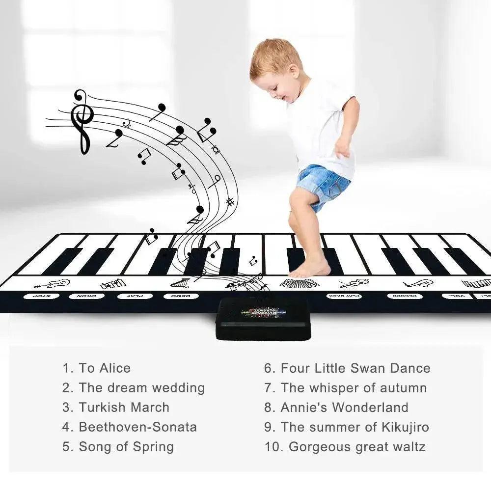  180x72cm Electronic Musical Carpet Black and White Keyboard Kids Playing Piano Mat Baby Play Mat Rug Early Educational Toys Gift -  ToylandEU™