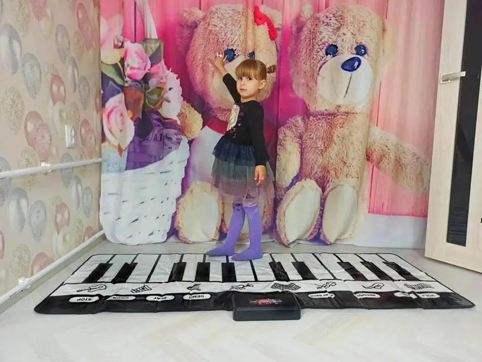  180x72cm Electronic Musical Carpet Black and White Keyboard Kids Playing Piano Mat Baby Play Mat Rug Early Educational Toys Gift -  ToylandEU™