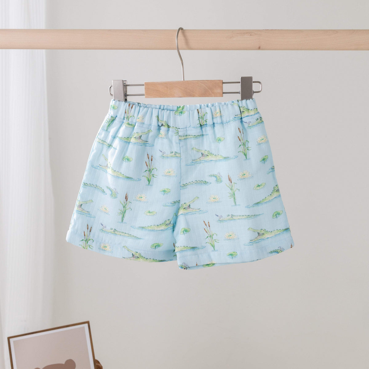 Organic Muslin Shortalls | Gots Certified Cotton | Crocodile Print | Toddler