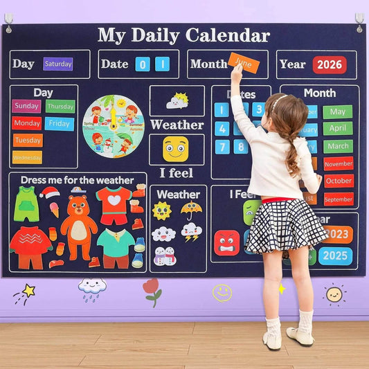 My Daily Calendar Farm Transportation Felt Story Board for Toddlers Preschool Education Storytelling Montessori Toys for Kids - ToylandEU