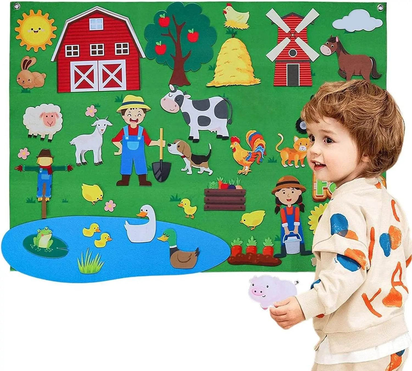 My Daily Calendar Farm Transportation Felt Story Board for Toddlers Preschool Education Storytelling Montessori Toys for Kids - ToylandEU