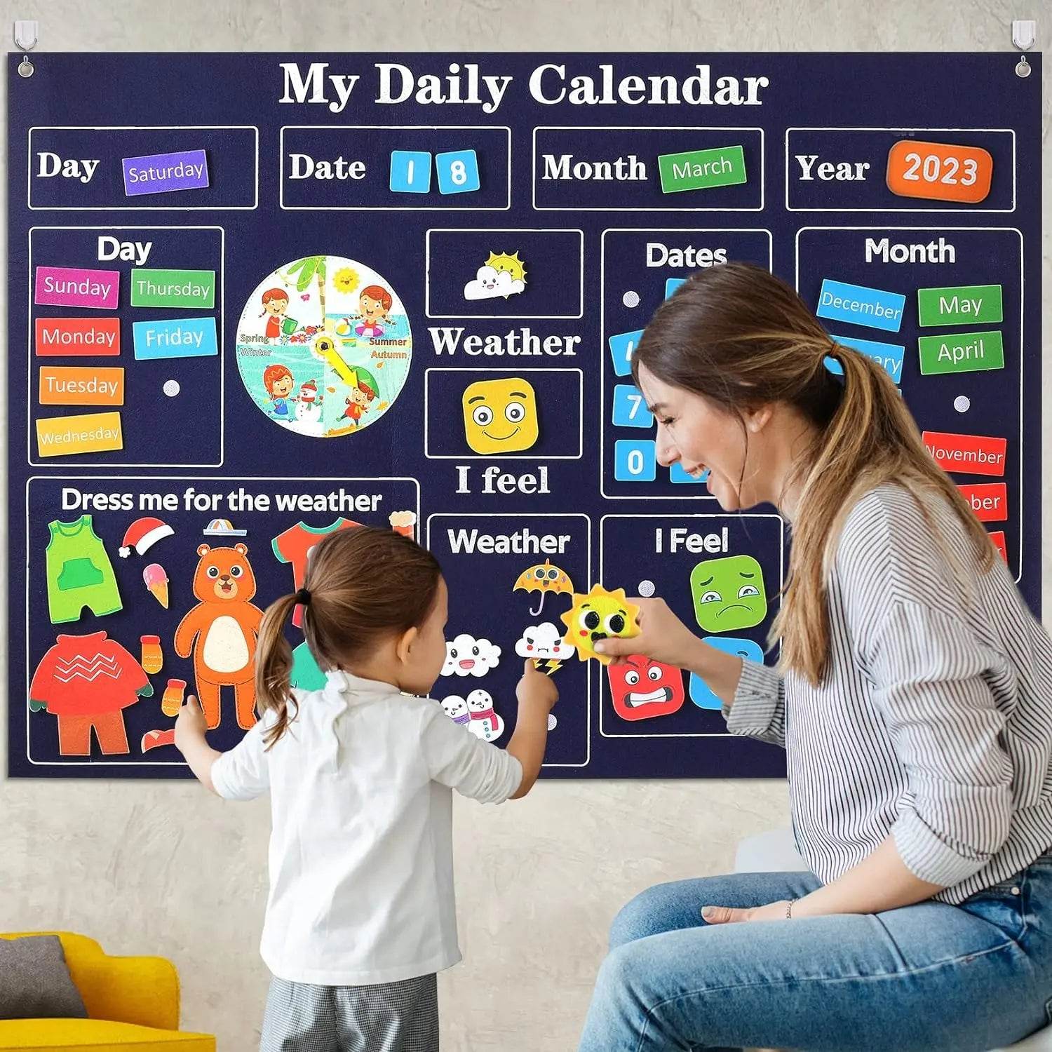 My Daily Calendar Farm Transportation Felt Story Board for Toddlers Preschool Education Storytelling Montessori Toys for Kids - ToylandEU