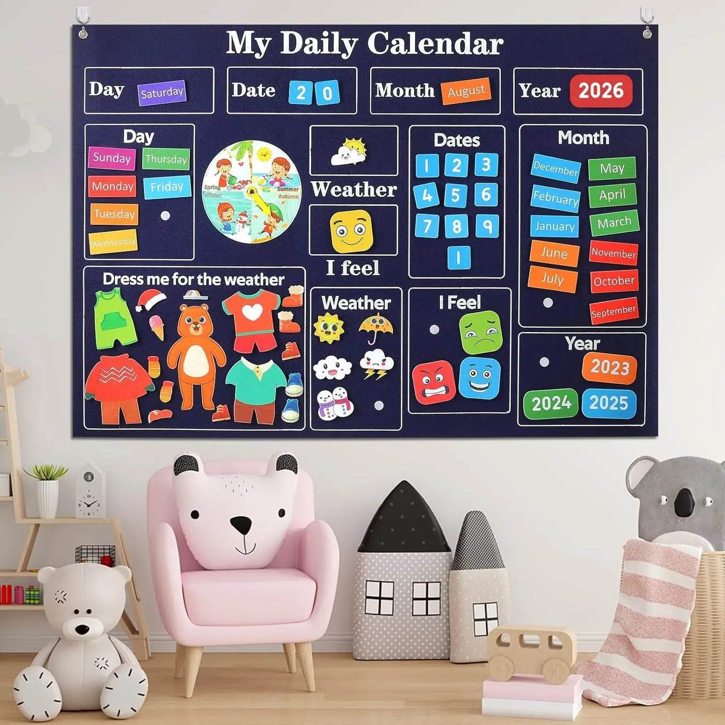 My Daily Calendar Farm Transportation Felt Story Board for Toddlers Preschool Education Storytelling Montessori Toys for Kids - ToylandEU