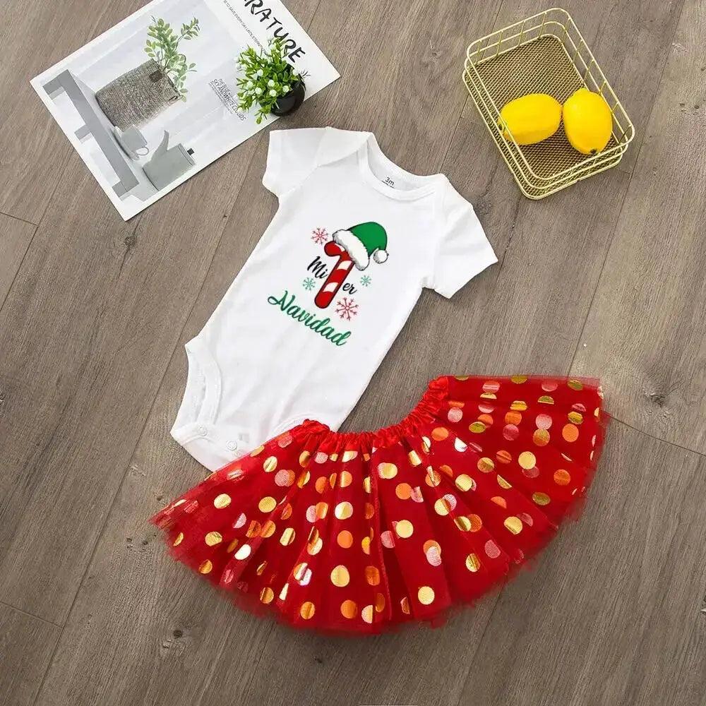  My First Christmas Deer Print Baby Bodysuit Sequin Tutu -  ToylandEU™
