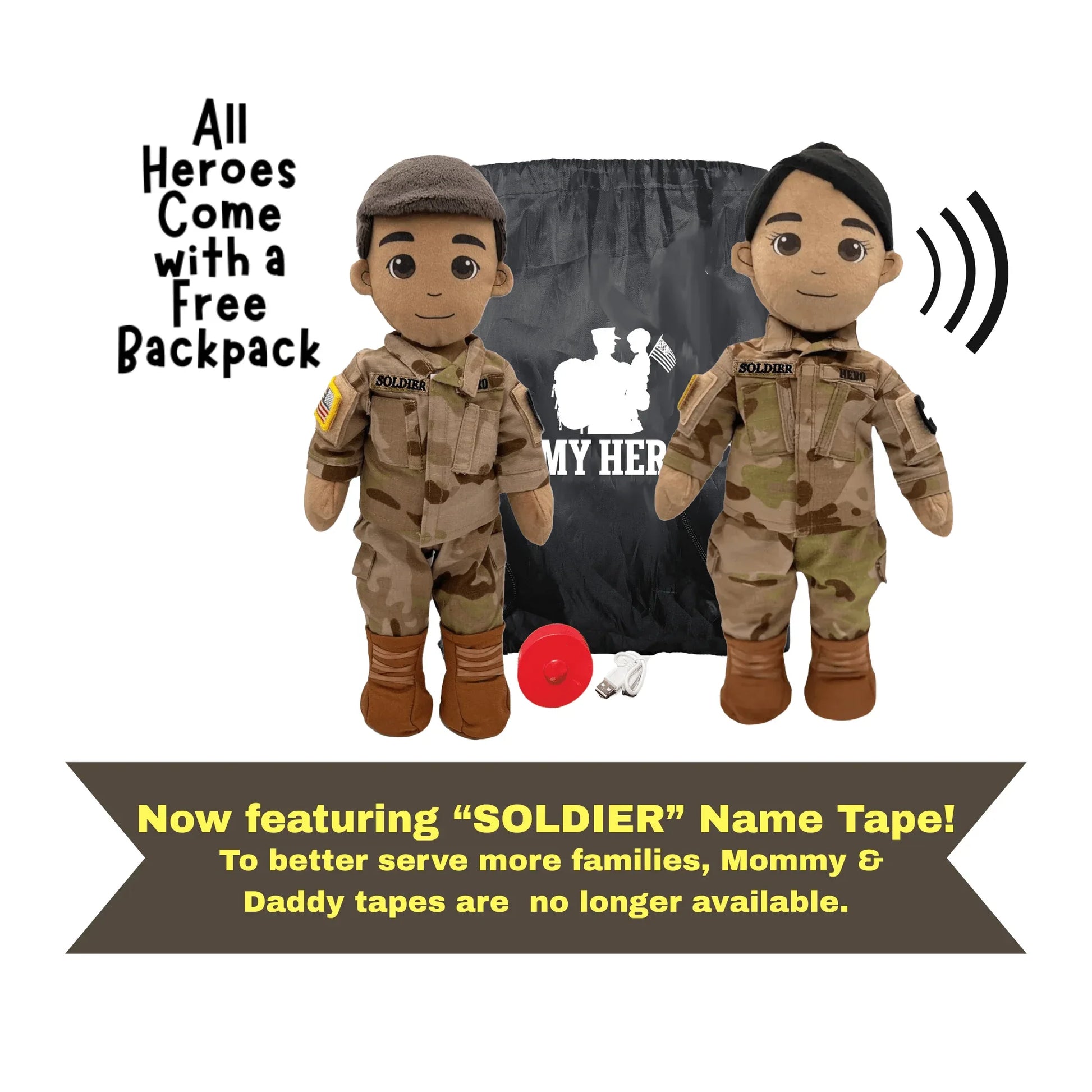 My Hero™ Army Soldier Daddy Doll | Custom Recordable Plush - ToylandEU