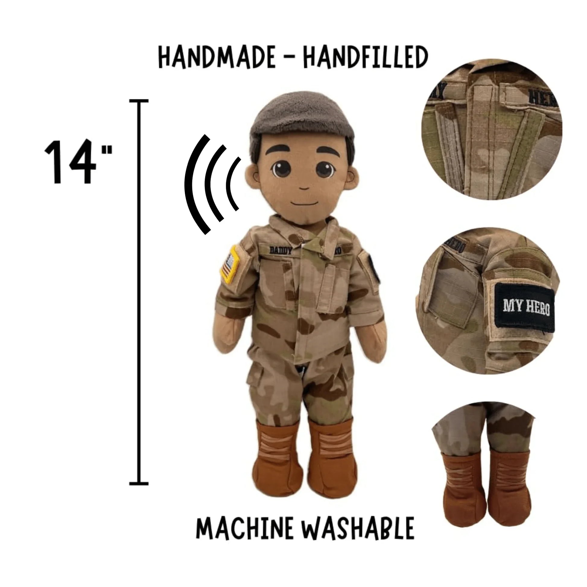 My Hero™ Army Soldier Daddy Doll | Custom Recordable Plush - ToylandEU