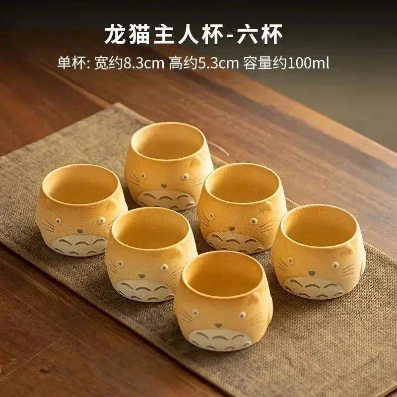 My Neighbor Totoro Ceramic Teapot Teacups Set, Anime Studio Ghibli Cute Cat Rough Pottery Cooking Teapot Tea Table Accessories - ToylandEU