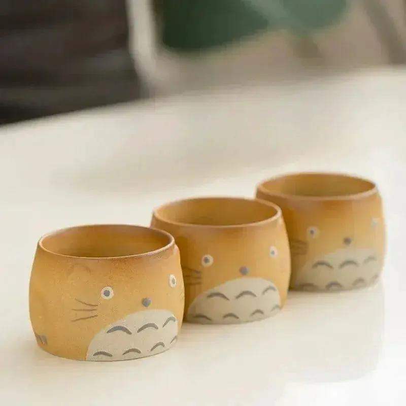 My Neighbor Totoro Ceramic Teapot Teacups Set, Anime Studio Ghibli Cute Cat Rough Pottery Cooking Teapot Tea Table Accessories - ToylandEU