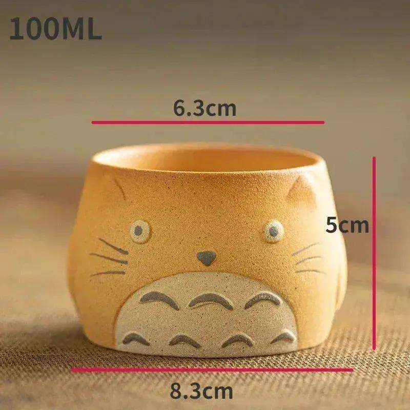 My Neighbor Totoro Ceramic Teapot Teacups Set, Anime Studio Ghibli Cute Cat Rough Pottery Cooking Teapot Tea Table Accessories - ToylandEU