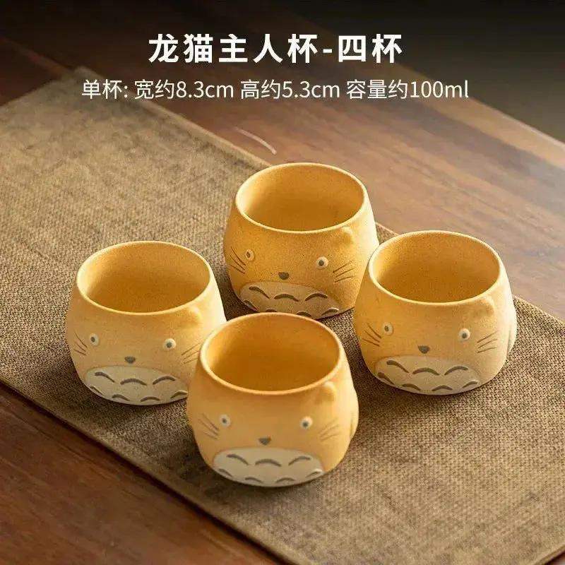 My Neighbor Totoro Ceramic Teapot Teacups Set, Anime Studio Ghibli Cute Cat Rough Pottery Cooking Teapot Tea Table Accessories - ToylandEU