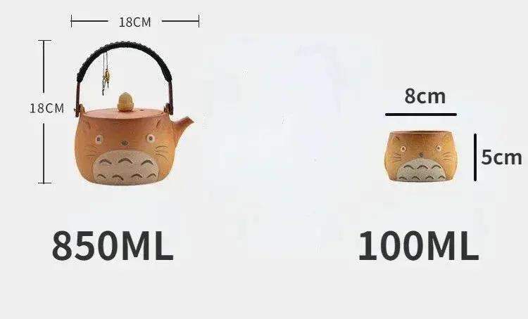 My Neighbor Totoro Ceramic Teapot Teacups Set, Anime Studio Ghibli Cute Cat Rough Pottery Cooking Teapot Tea Table Accessories - ToylandEU