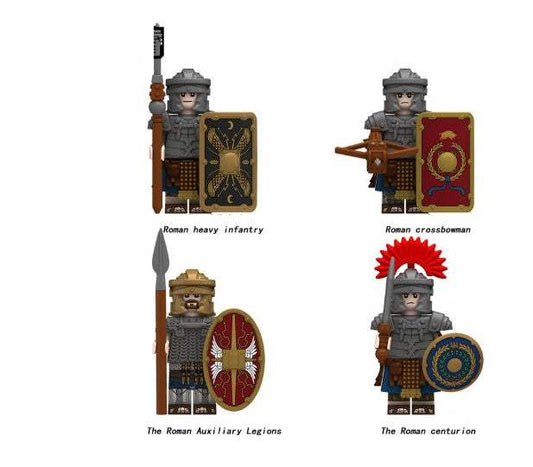 Roman Army Minifigure Set Of 4 | Infantry, Crossbowman, Legionary, Centurion