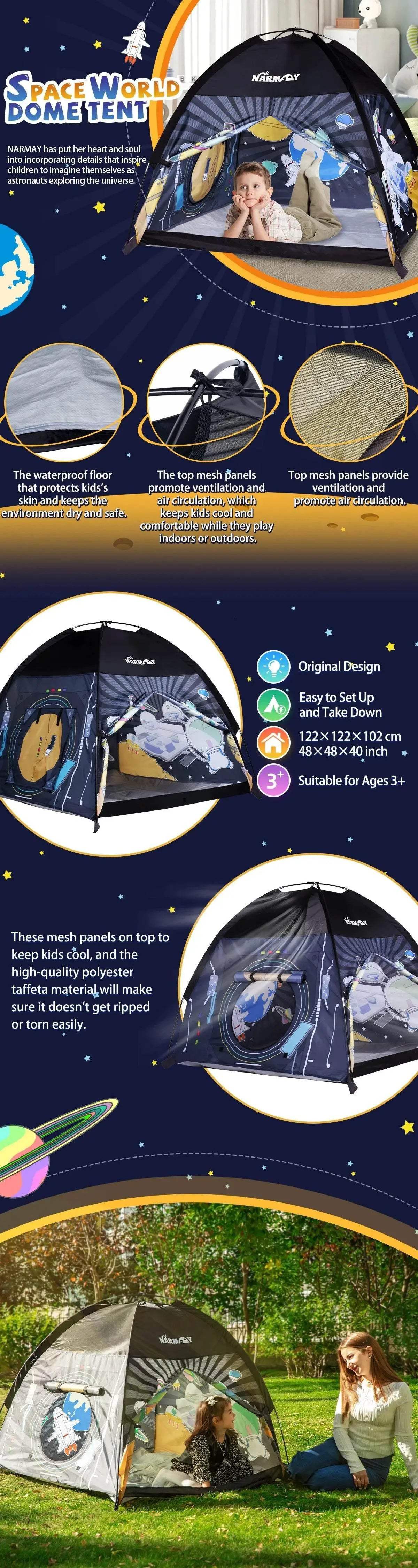 NARMAY Play Tent Space World Dome Tent for Kids Fun - ToylandEU