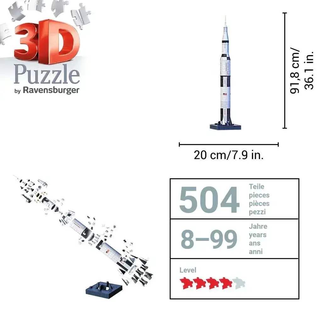 Saturn V Rocket Three Dimensional Jigsaw Puzzle With 504 Pieces - ToylandEU