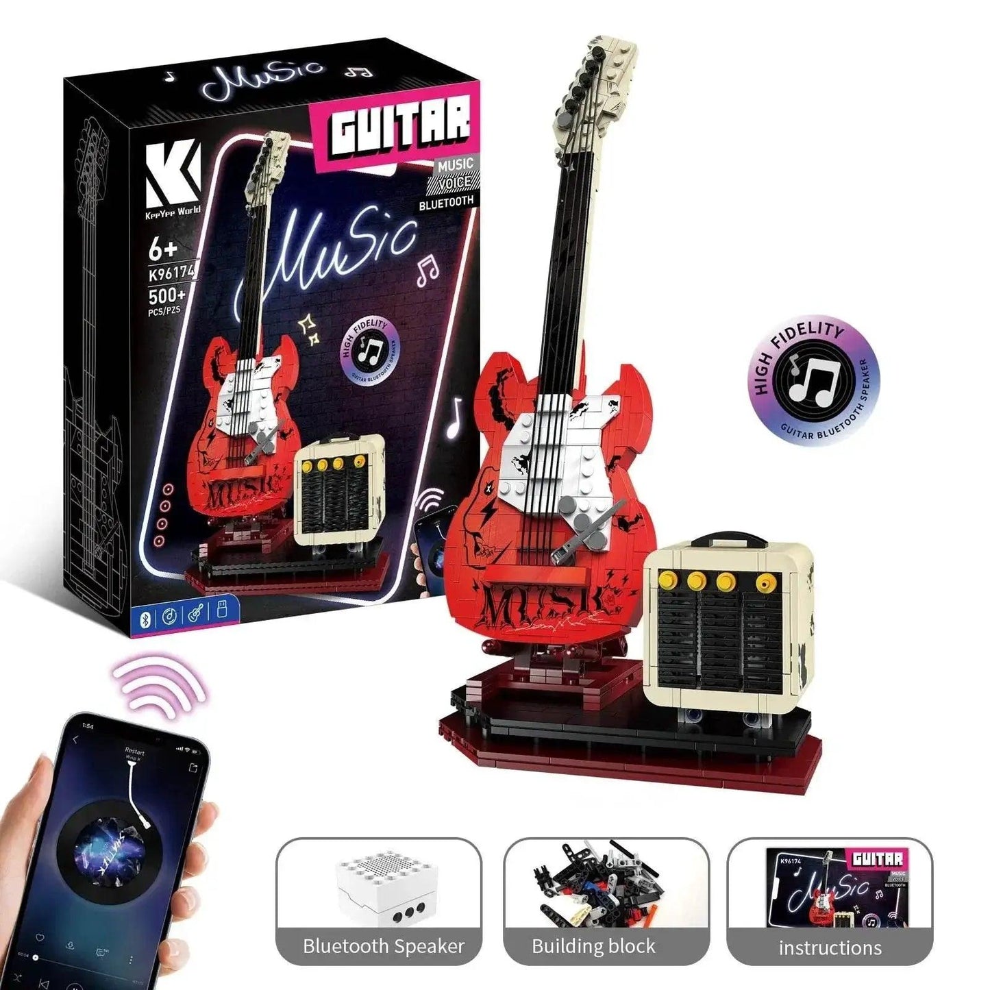  NEW 500pcs APP Guitar Building Blocks with Bluetooth Audio -  ToylandEU™