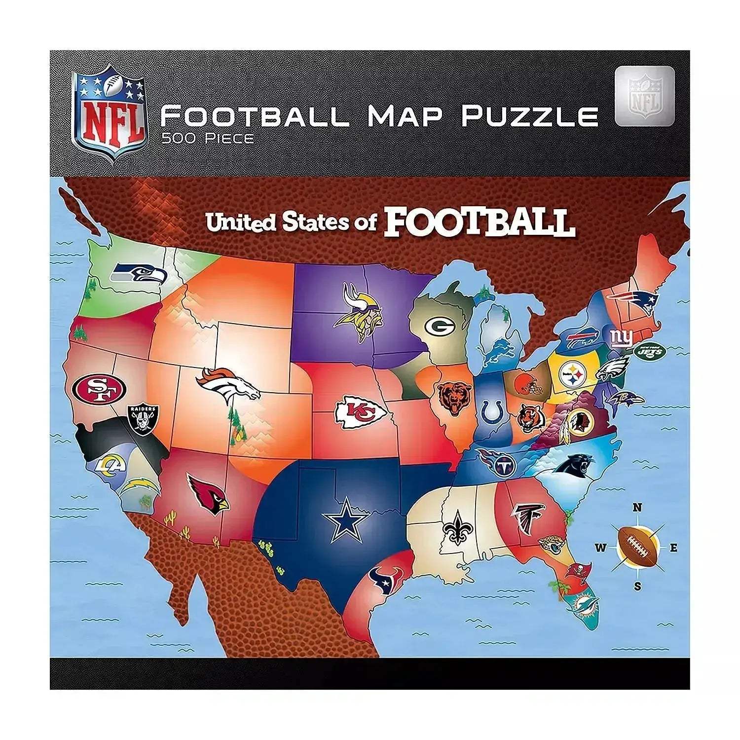 NFL Football Map Puzzle 500 Pieces Showcasing All 32 Teams - ToylandEU