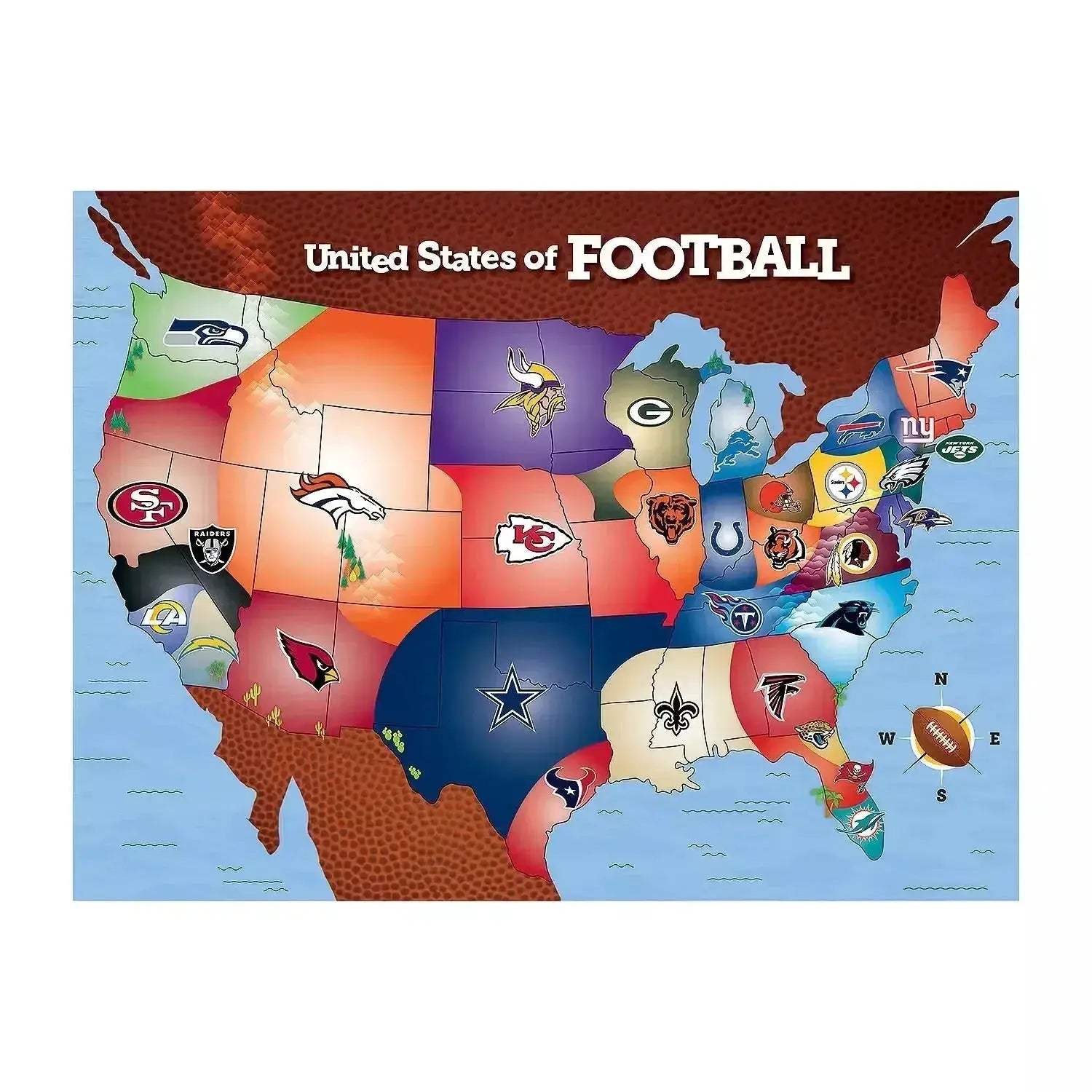 NFL Football Map Puzzle 500 Pieces Showcasing All 32 Teams - ToylandEU