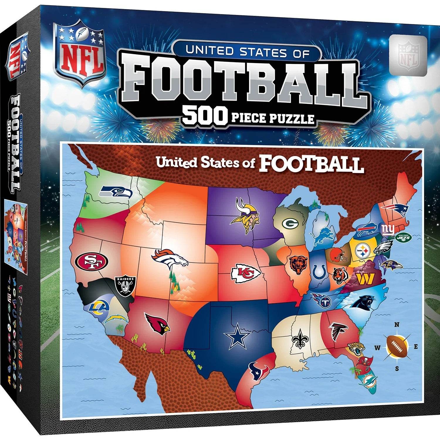 NFL Football Map Puzzle 500 Piece MasterPieces All 32 Teams - ToylandEU