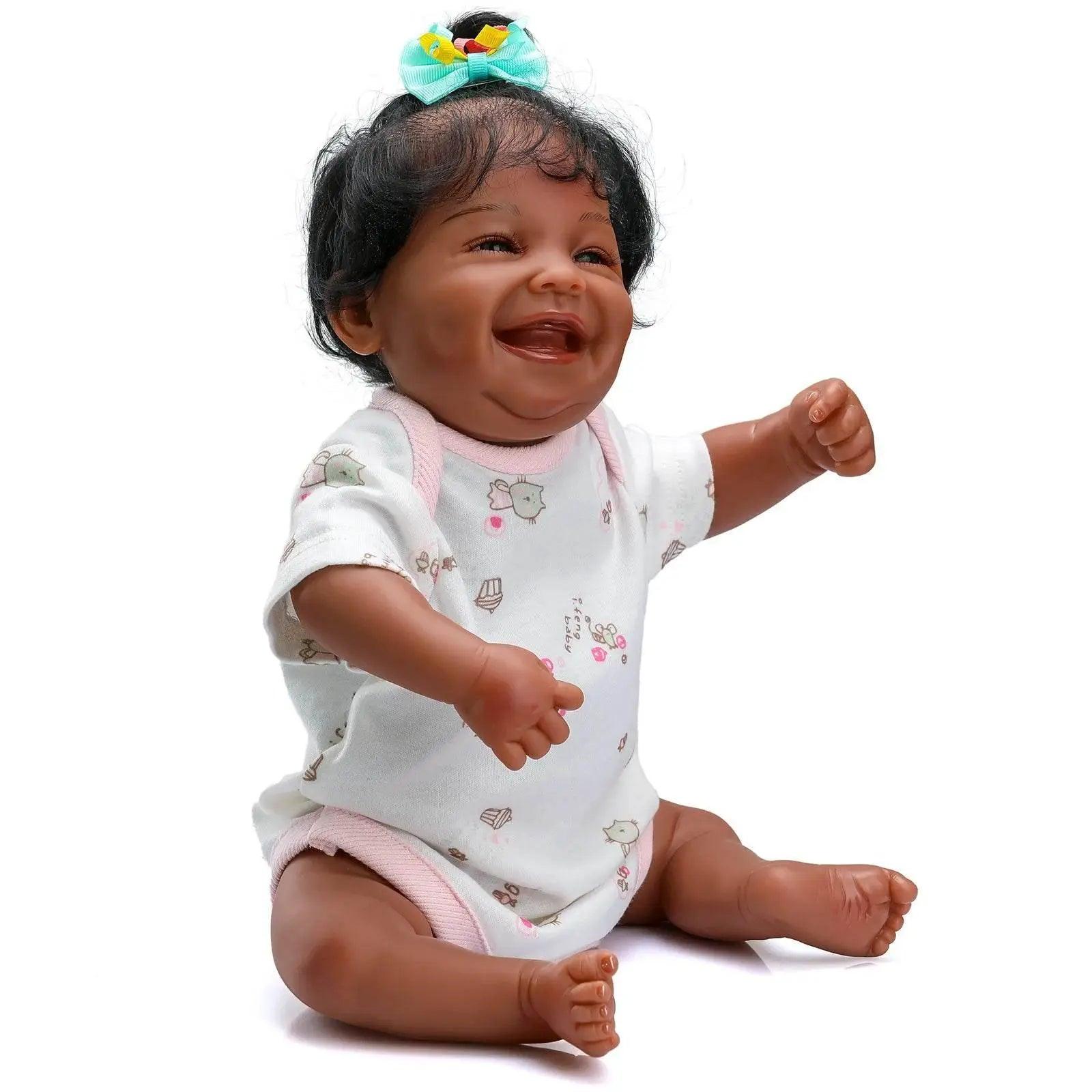  NPK 49CM Full Body Soft Silicone Bebe Doll Reborn African American Black Dark Skin Baby Waterproof Bath Toy -  ToylandEU™
