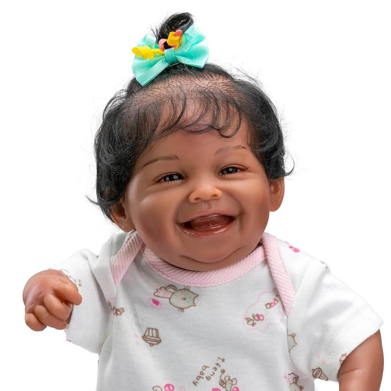 NPK 49CM Full Body Soft Silicone Bebe Doll Reborn African American Black Dark Skin Baby Waterproof Bath Toy -  ToylandEU™