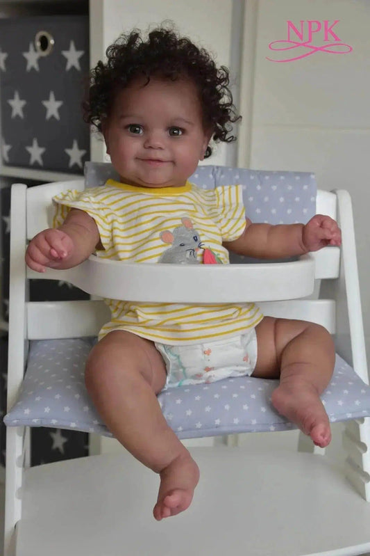  NPK 50CM Flexible Bebe Doll Reborn Baby Girl Maddie Black Skin African American Handrooted Hair with Bottle and Pacifier -  ToylandEU™