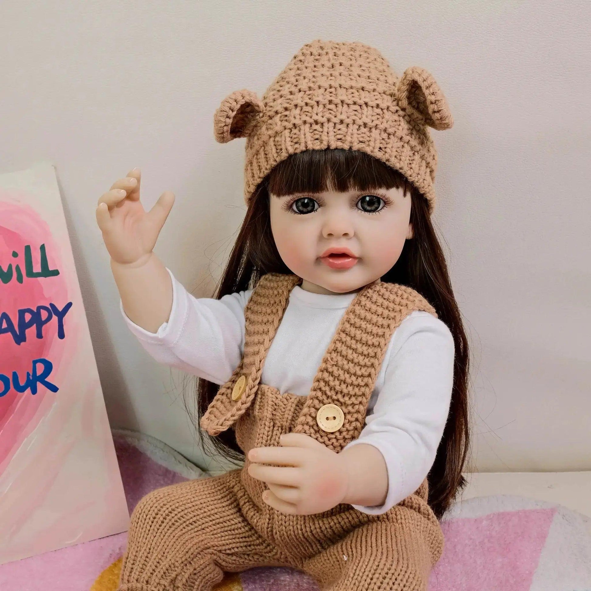  NPK 55CM Full Body Betty Soft Vinyl Reborn Toddler Black Hair Girl Lifelike Baby Doll Christmas Gift -  ToylandEU™