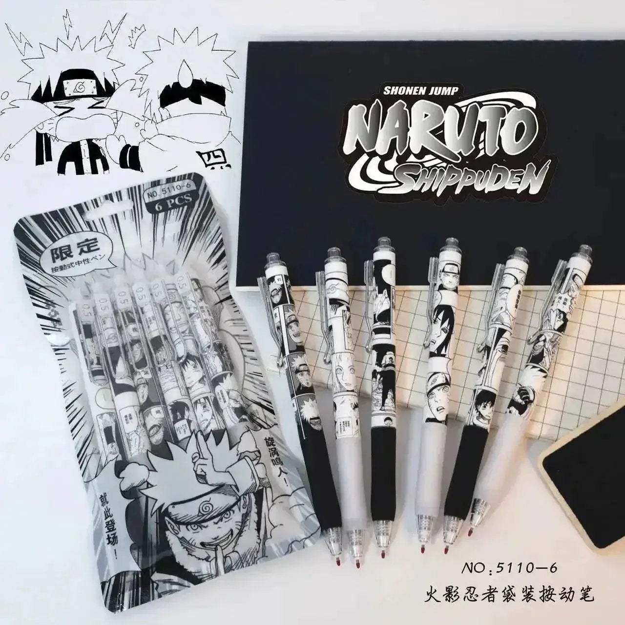 Naruto Gel Pen Set 6 Piece With Smooth Writing Performance - ToylandEU