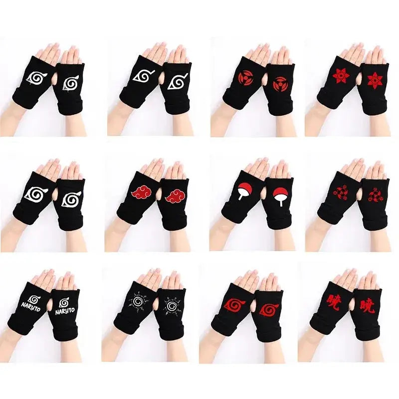 Naruto Akatsuki Fingerless Gloves For Cosplay Warmth - ToylandEU
