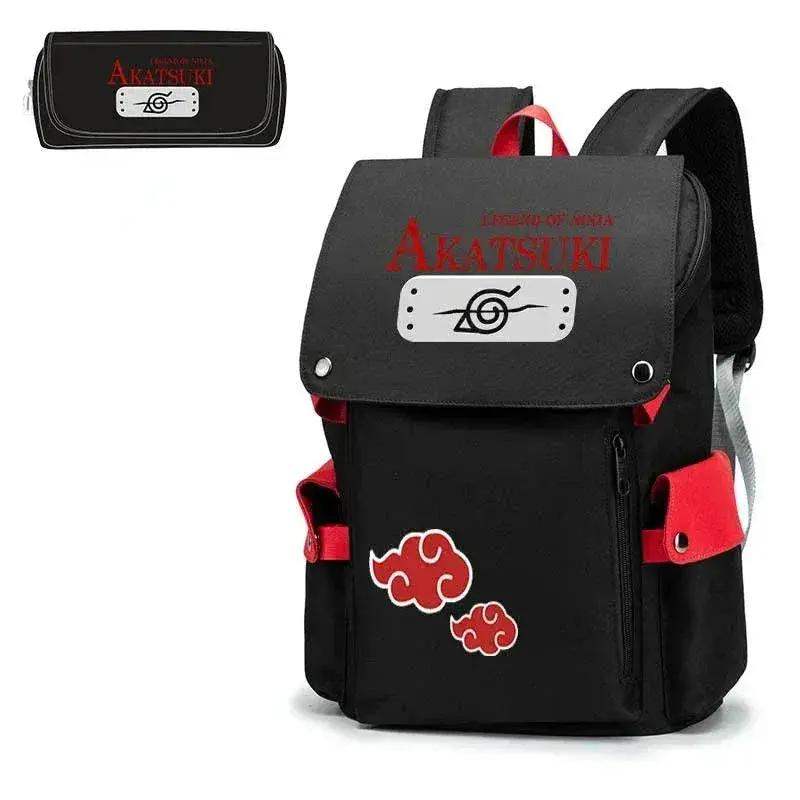 Naruto Anime Backpack, Includes Pencil Case and External Charging Port, Uzumaki Akatsuki School Students Schoolbag Leisure Computer Bag - ToylandEU