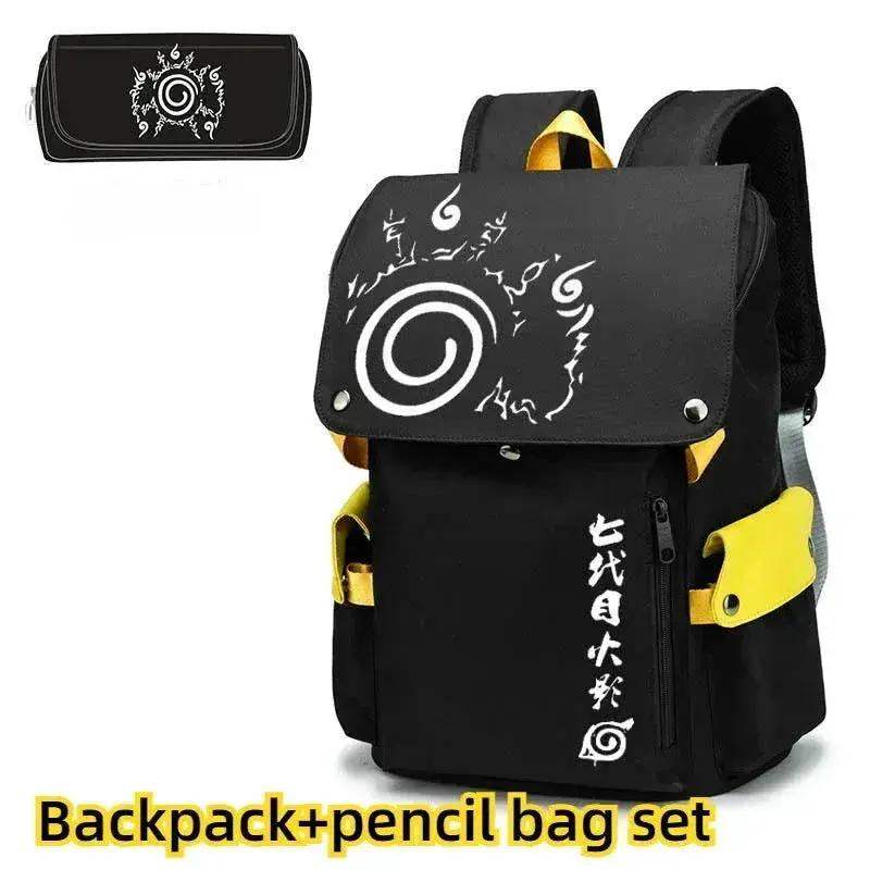 Naruto Anime Backpack, Includes Pencil Case and External Charging Port, Uzumaki Akatsuki School Students Schoolbag Leisure Computer Bag - ToylandEU