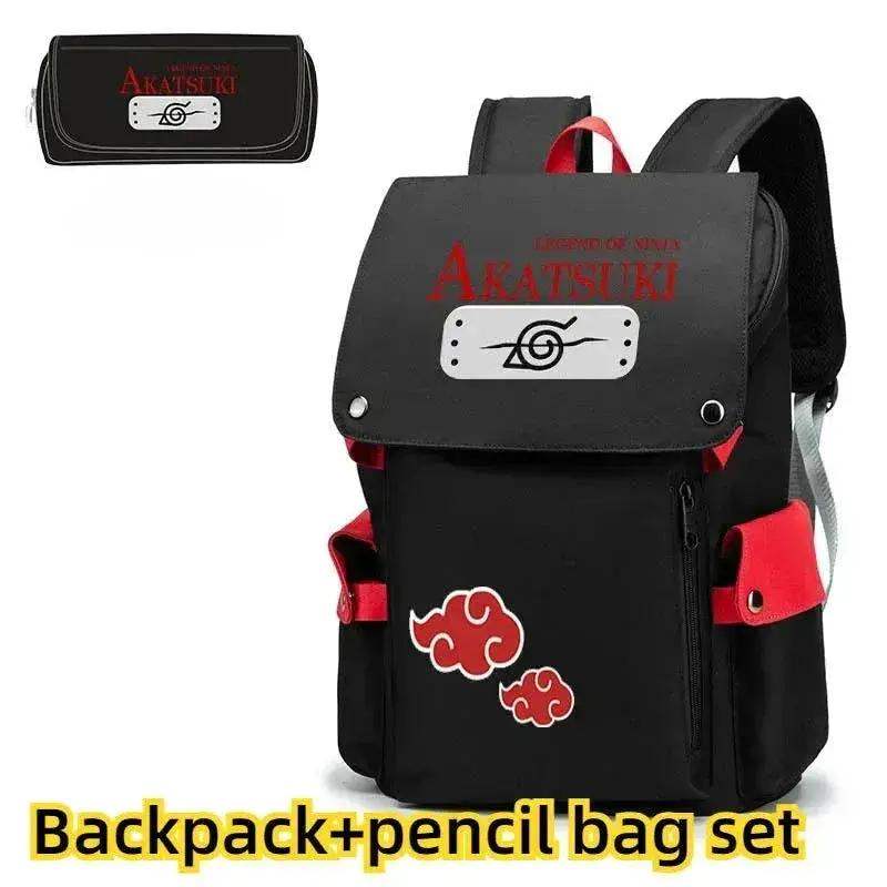 Naruto Anime Backpack, Includes Pencil Case and External Charging Port, Uzumaki Akatsuki School Students Schoolbag Leisure Computer Bag - ToylandEU
