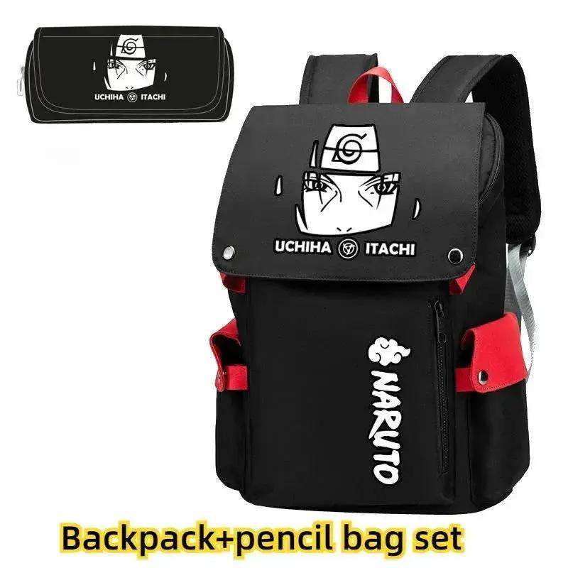 Naruto Anime Backpack, Includes Pencil Case and External Charging Port, Uzumaki Akatsuki School Students Schoolbag Leisure Computer Bag - ToylandEU